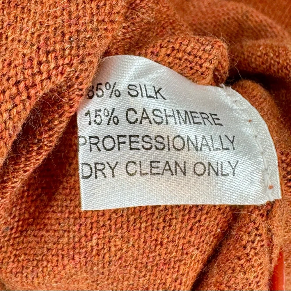 Cullen Rusty Orange Silk Cashmere Blend Knit Polo Sweater Size XL